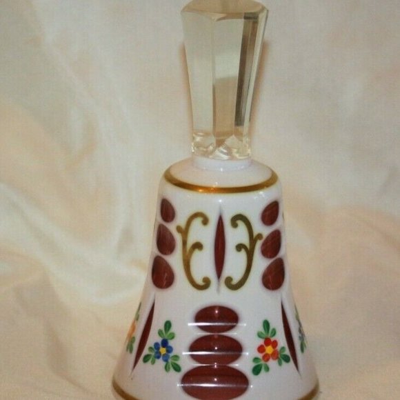 Czech Bohemian Cranberry Cased to White Glass BELL LOT 4364 - Picture 1 of 4
